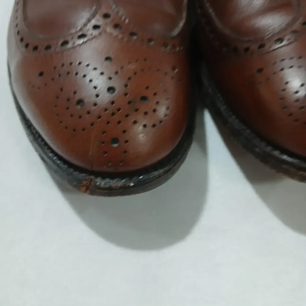 Alden Mens 13 AA/B Brown Leather Longwing Blucher Wingtip Oxford Dress Shoes US